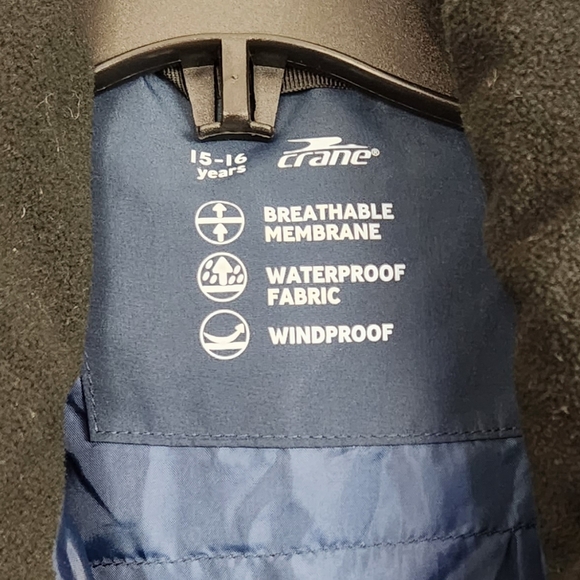 Crane Waterproof Winter Jacket Blue Zipper Faux Fur Hooded Hood Coat Ski Parka - Picture 4 of 10